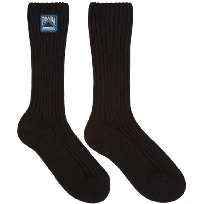 Shop Prada Black Logo Socks