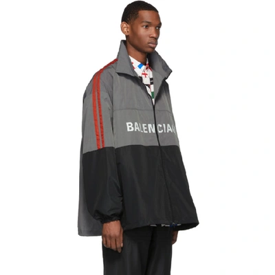 Shop Balenciaga Grey Logo Zip-up Jacket In 1408 Elepha