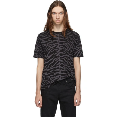 Shop Saint Laurent Black And Grey Zebra T-shirt In 1003 Blkgry