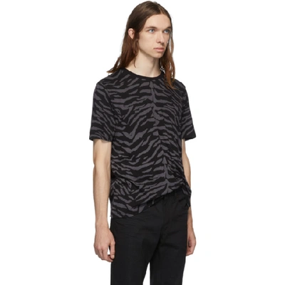 Shop Saint Laurent Black And Grey Zebra T-shirt In 1003 Blkgry
