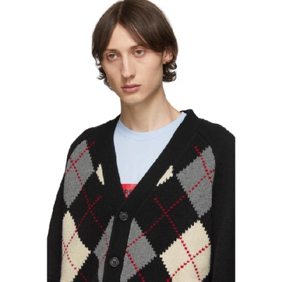 Shop Burberry Black Merino And Cashmere Cut-out Downton Cardigan