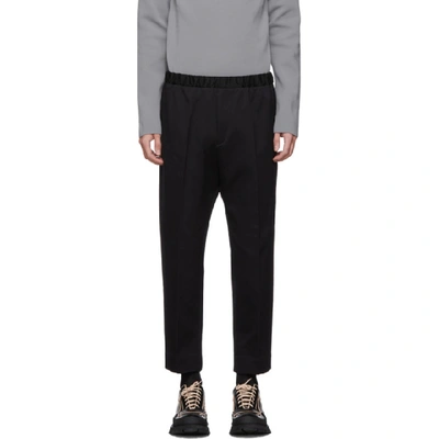 Shop Jil Sander Black Flat Front Trousers In 402 - Blna