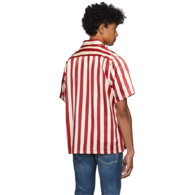 Shop Visvim Red & Off-white Free Edge Shirt