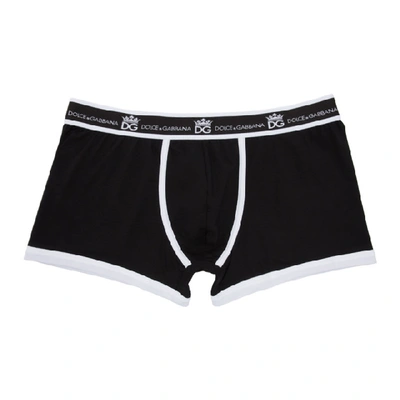 Shop Dolce & Gabbana Dolce And Gabbana Black And White Regular Boxers In N0000 Black