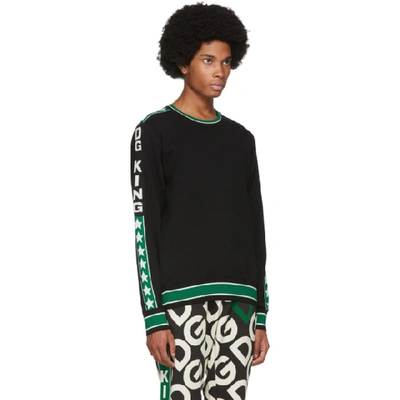 Shop Dolce & Gabbana Dolce And Gabbana Black And Green Wool Dg King Sweatshirt In Hn92a Blk