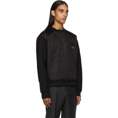 Shop Prada Black Nylon Knit Sweatshirt In Black/black