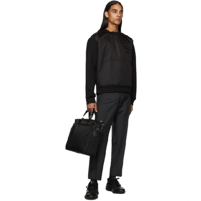 Shop Prada Black Nylon Knit Sweatshirt In Black/black