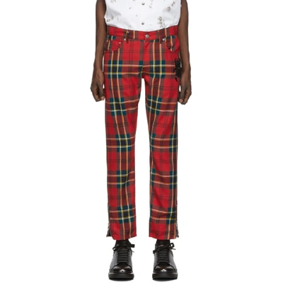Shop Alexander Mcqueen Red Tartan Bug Trousers In 6663 Rdgrnb