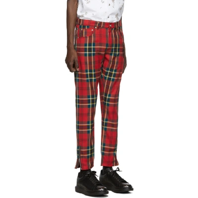 Shop Alexander Mcqueen Red Tartan Bug Trousers In 6663 Rdgrnb