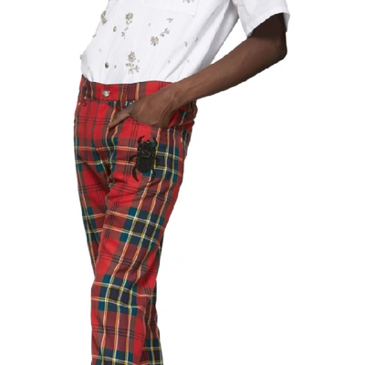 Shop Alexander Mcqueen Red Tartan Bug Trousers In 6663 Rdgrnb