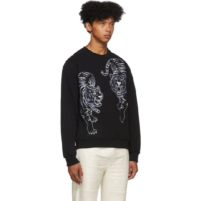 Shop Kenzo Black Double Tiger Sweatshirt In 99 Black