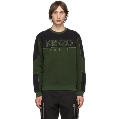 Shop Kenzo Khaki And Black Mixed Mesh Sweatshirt In 51 Drkhaki