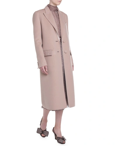 Shop Fendi Mink Fur-trim Cashmere Coat In Beige