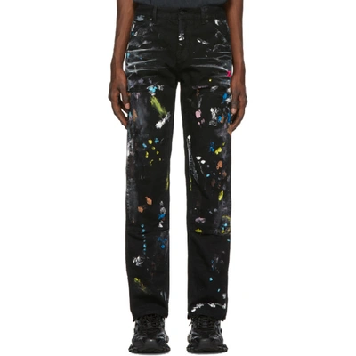 Shop Off-white Black Hybrid Carpenter Trousers In Paint Fus