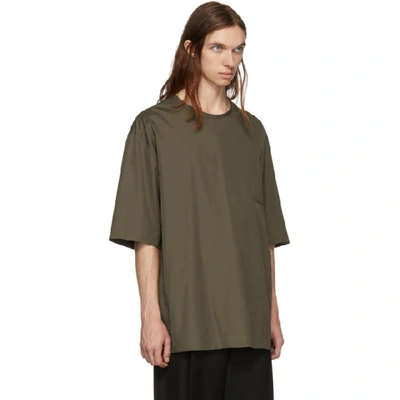 Shop Lemaire Khaki Cotton T-shirt In 468 Dark Ea