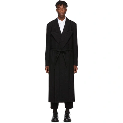 Shop Comme Des Garçons Homme Deux Comme Des Garcons Homme Plus Black Wool Felt Round Hole Coat In 1 Black