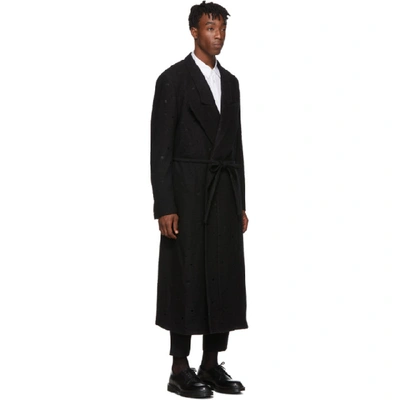 Shop Comme Des Garçons Homme Deux Comme Des Garcons Homme Plus Black Wool Felt Round Hole Coat In 1 Black