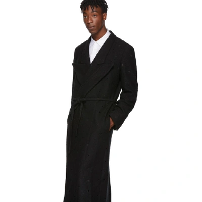 Shop Comme Des Garçons Homme Deux Comme Des Garcons Homme Plus Black Wool Felt Round Hole Coat In 1 Black