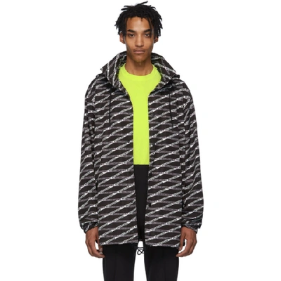 Shop Balenciaga Black And Grey Monogram Raincoat