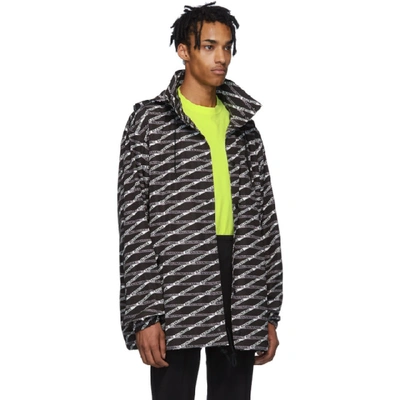 Shop Balenciaga Black And Grey Monogram Raincoat