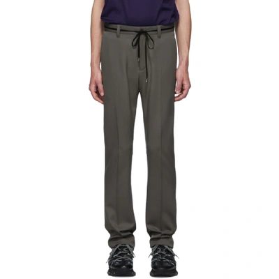 Shop Lanvin Grey Fitted Drawstring Trousers In 131 Mouse G