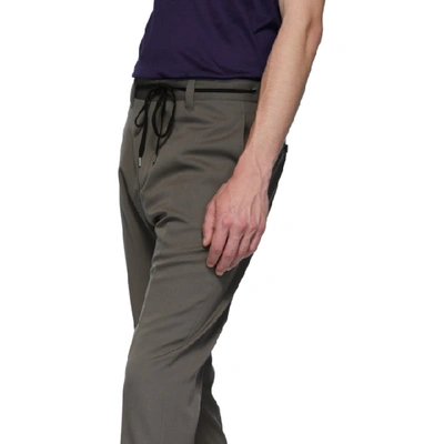 Shop Lanvin Grey Fitted Drawstring Trousers In 131 Mouse G