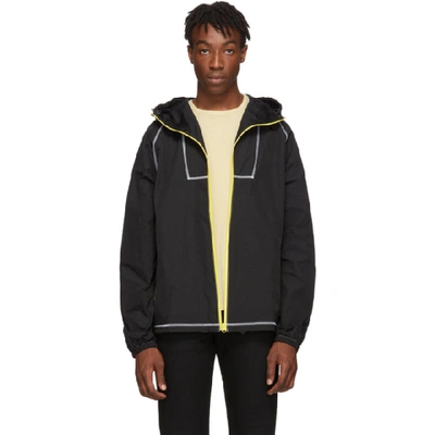 Shop John Elliott Black High Shrunk Full Zip Jacket In Blkyellow