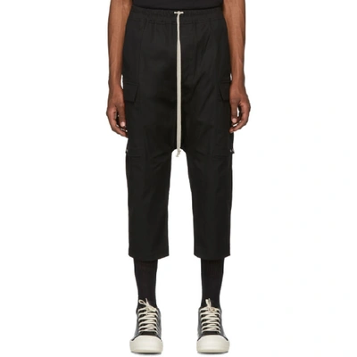 Shop Rick Owens Black Drawstring Cargo Pants In 09 Black