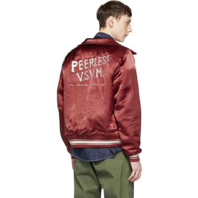 Shop Visvim Reversible Red Vintage Troupe Bomber Jacket