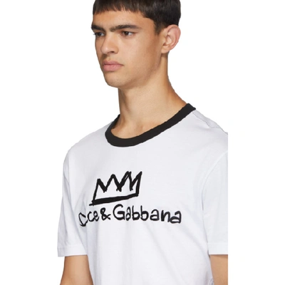 Shop Dolce & Gabbana White Flocked Logo T-shirt