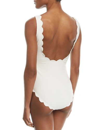 Shop Marysia Palm Springs Scalloped One-piece Swimsuit, Kava In Coconut