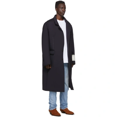 Shop Off-white Navy Wool Volume Coat In 3200 Dkblno