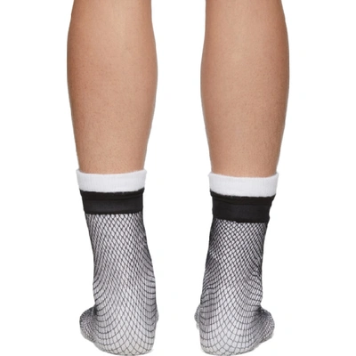 Shop Random Identities White & Black Fishnet Socks In Wht/blk