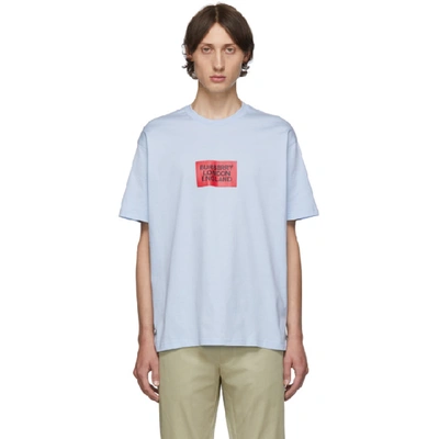 Shop Burberry Blue Fenson Square Logo T-shirt In Pale Blue