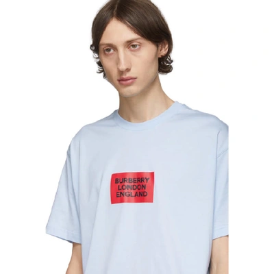 Shop Burberry Blue Fenson Square Logo T-shirt In Pale Blue