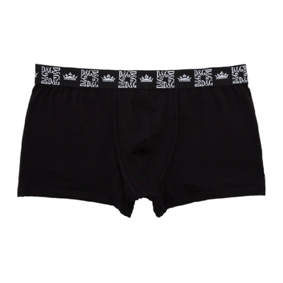 Shop Dolce & Gabbana Dolce And Gabbana Black Crown Logo Regular Boxers In N0000 Black