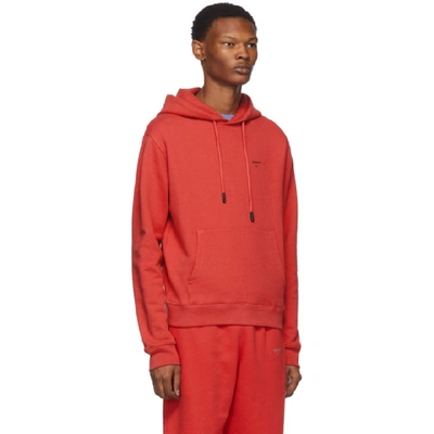 Shop Off-white Red Logo Slim Hoodie In Red Blk