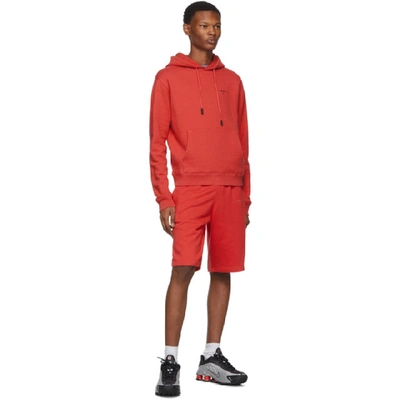 Shop Off-white Red Logo Slim Hoodie In Red Blk