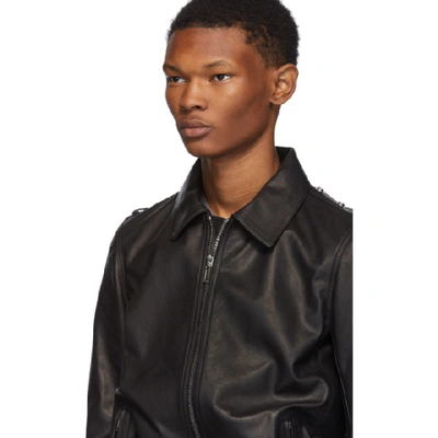 Shop Rick Owens Black Leather Rotterdam Jacket In 09 Black