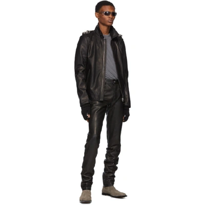 Shop Rick Owens Black Leather Rotterdam Jacket In 09 Black