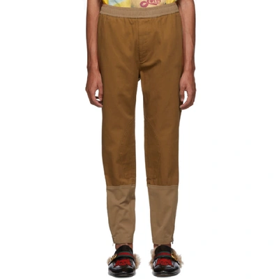 Shop Gucci Brown Cotton Drill Trousers In 2055 Tawiny