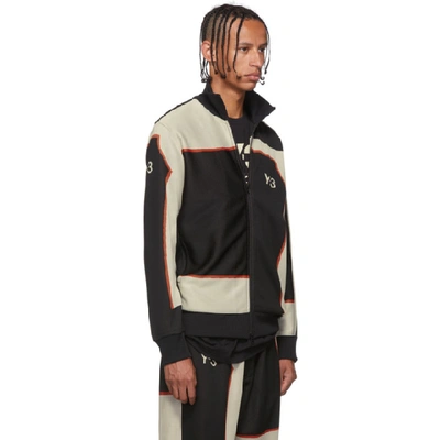 Shop Y-3 Black Colorblock Zip-up Jacket In Black/ecru/