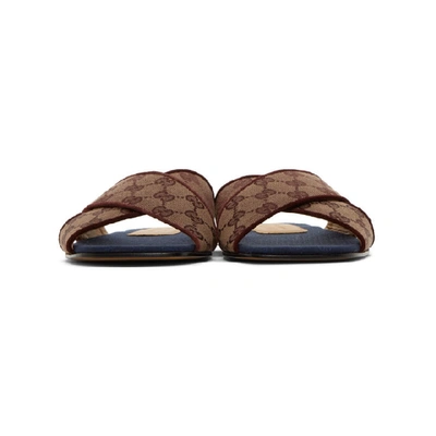 Shop Gucci Burgundy & Navy Gg Canvas Sandals In Sahara