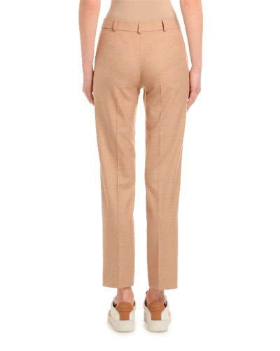 Shop Agnona Flannel Tapered Classic Wool Pants In Camel
