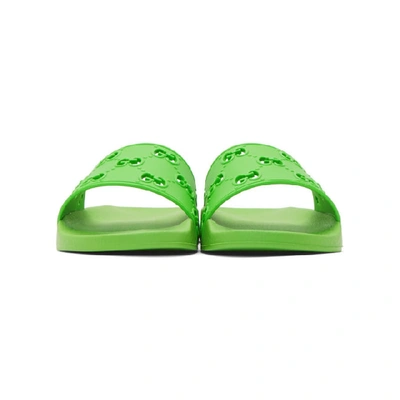 Shop Gucci Green Pursuit Gg Pool Slides In 3828 Greenj