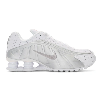 Shop Nike White Shox R4 Sneakers In 131whtsilv