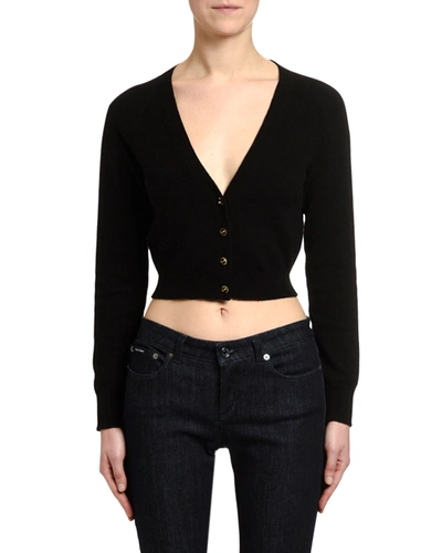 Shop Dolce & Gabbana V-neck Cropped Cardigan In Black