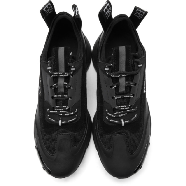 Palm Angels Recovery Leather, Suede And Mesh Sneakers In Black | ModeSens