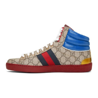 Shop Gucci Beige Gg Ace High-top Sneakers In 9794 Beige