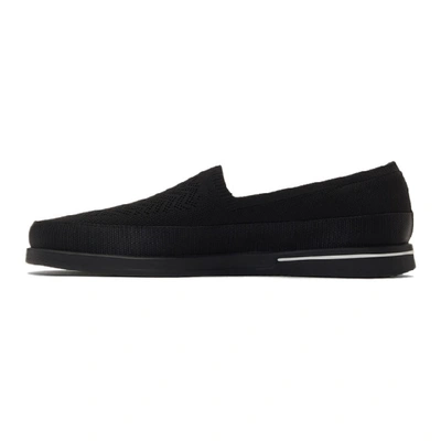 Shop Prada Black Twill Knit Slip-on Sneakers